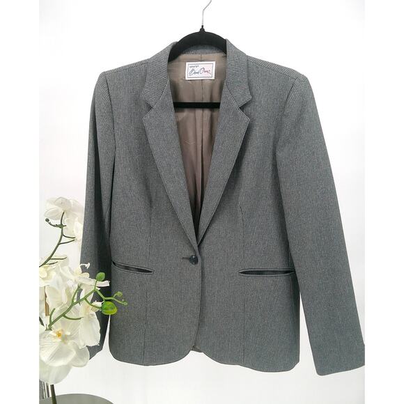 Vintage Levi's Bend Over Womens Gray Lined Striped Single Breasted Blazer Sz 12 - Picture 1 of 9